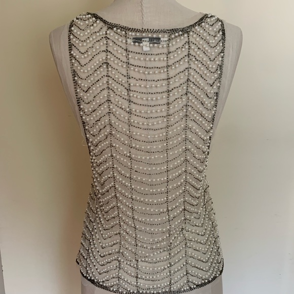 English rose Tank top, pearl and silver beads - Picture 2 of 5